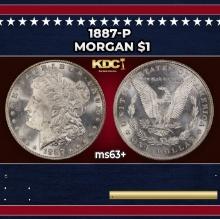 1887-p Morgan Dollar $1 Grades ms63+