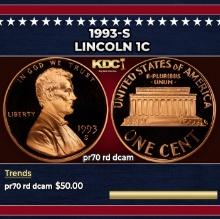 1993-s Proof Lincoln Cent 1c pr70 rd dcam SEGS