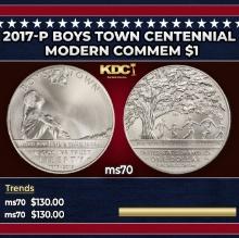 2017-p Boys Town Centennial Modern Commem Dollar $1 ms70 SEGS