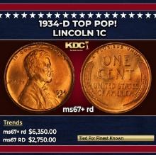 1934-d Lincoln Cent TOP POP! 1c ms67+ rd SEGS