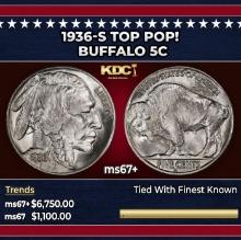 1936-s Buffalo Nickel TOP POP! 5c ms67+ SEGS