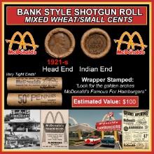 Lincoln Wheat Cent 1c Mixed Roll Orig Brandt McDonalds Wrapper, 1921-s end, Indian other end