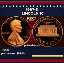 1987-s Proof Lincoln Cent 1c pr70 rd dcam SEGS