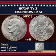 1972-p Ty 2 Eisenhower Dollar $1 ms65 SEGS