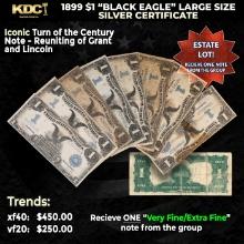 1x 1899 $1 'Black Eagle' Large Size Silver Certificate Grades VF/XF