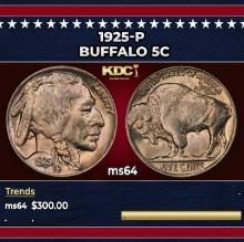 1925-p Buffalo Nickel 5c Grades ms64