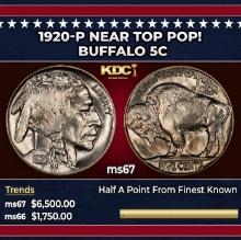 1920-p Buffalo Nickel Near Top Pop! 5c ms67 SEGS