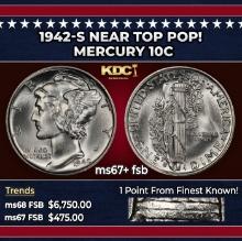 1942-s Mercury Dime Near Top Pop! 10c ms67+ fsb SEGS