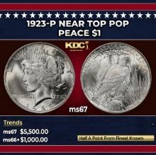 1923-p Peace Dollar Near Top Pop $1 ms67 SEGS