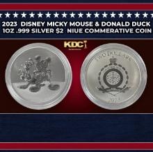 2023  Disney Micky Mouse & Donald Duck 1oz .999 Silver $2  Niue Commerative Coin Grades Ungraded Rou