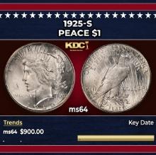 1925-s Peace Dollar $1 Grades ms64