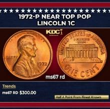 1972-p Lincoln Cent Near Top Pop 1c ms67 rd SEGS