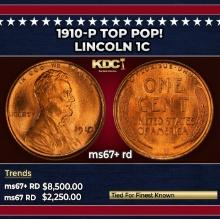 1910-p Lincoln Cent TOP POP! 1c ms67+ rd SEGS
