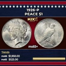 1926-p Peace Dollar $1 ms65+ SEGS