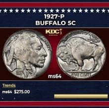 1927-p Buffalo Nickel 5c Grades ms64