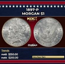 1897-p Morgan Dollar $1 Grades ms64+