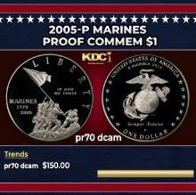 2005-P Marines Proof Modern Commem Dollar $1 pr70 dcam SEGS