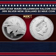 2021 Star Wars Millennium Falcon 1oz .999 Silver New Zealand $2 Niue Commerative Coin Grades Ungrade