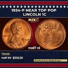 1934-p Lincoln Cent Near Top Pop 1c ms67 rd SEGS