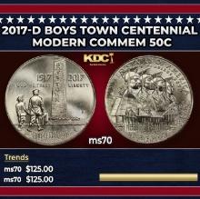 2017-d Boys Town Centennial Modern Commem Half Dollar 50c ms70 SEGS