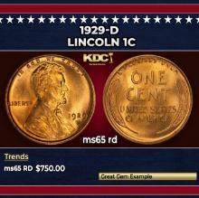 1929-d Lincoln Cent 1c ms65 rd SEGS