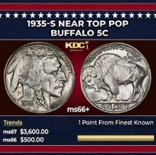 1935-s Buffalo Nickel Near Top Pop 5c ms66+ SEGS