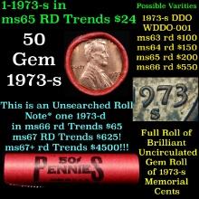BU Shotgun Lincoln 1c roll, 1973-s 50 pcs Bank Wrapper 50c