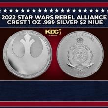 2022 Star Wars Rebel Alliance Crest 1 oz .999 Silver $2 Niue  Round