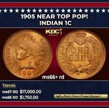 1905 Indian Cent Near Top Pop! 1c ms66+ rd SEGS
