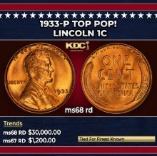 1933-p Lincoln Cent TOP POP! 1c ms68 rd SEGS