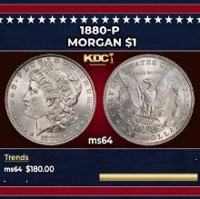 1880-p Morgan Dollar $1 Grades ms64