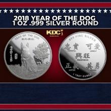 2018 Year of the Dog 1 oz .999 Silver Round Round