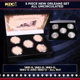 5x Coin New Orleans MORGAN Set 1881-o Through 1885-o ALL UNC, 5 Morgan Dollars