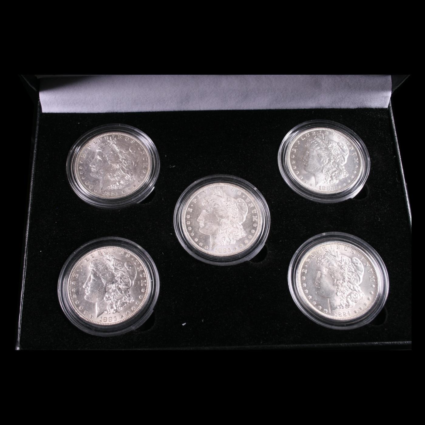 5x Coin New Orleans MORGAN Set 1881-o Through 1885-o ALL UNC, 5 Morgan Dollars