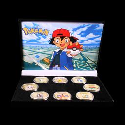 8 Coin Pokemon Gold Plated and Foiled Round Collection