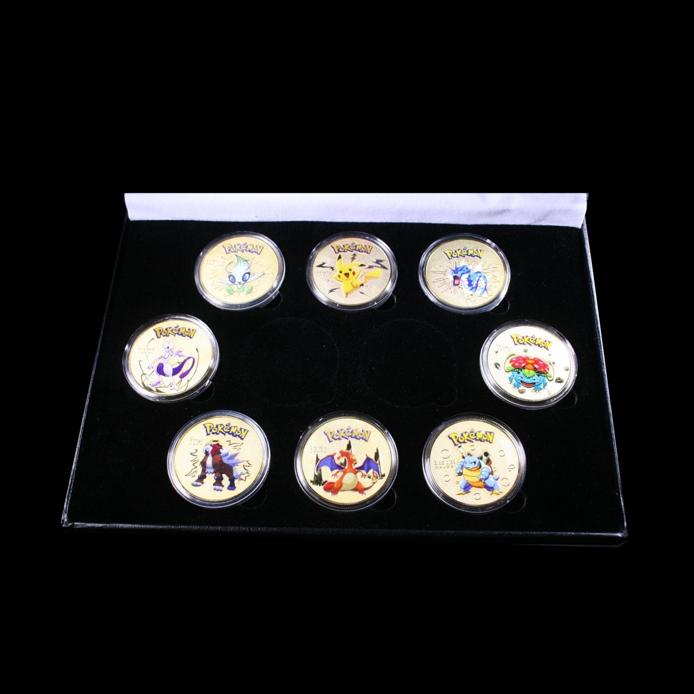 8 Coin Pokemon Gold Plated and Foiled Round Collection