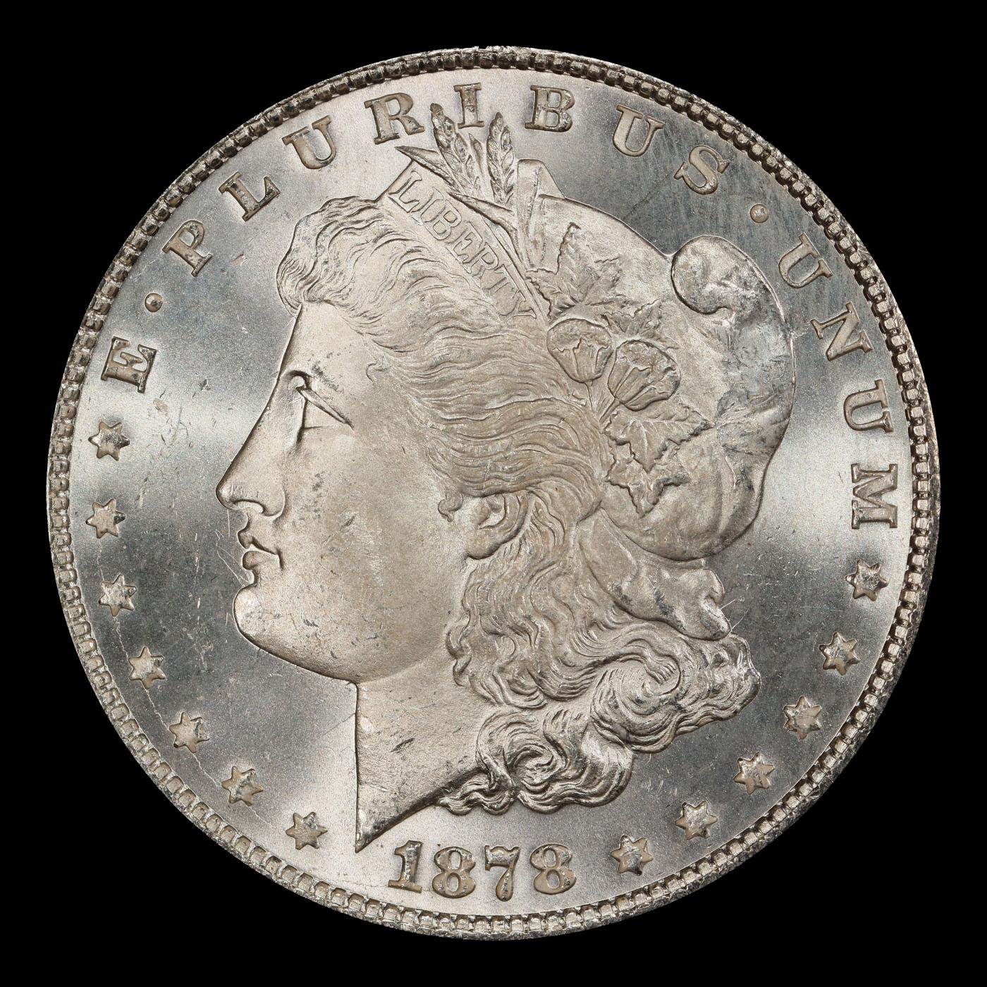 1878-p 7tf Morgan Dollar $1 Grades ms64+