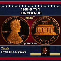 1981-s Ty 1 Proof Lincoln Cent 1c pr70 rd dcam SEGS
