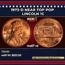 1973-d Lincoln Cent Near Top Pop 1c ms67 rd SEGS