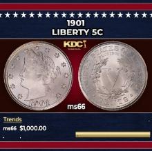 1901 Liberty Nickel 5c ms66 SEGS