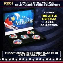 5 Coin Disney The Little Mermaid Gold Plated Round Collection