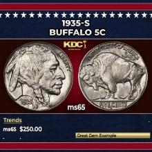 1935-s Buffalo Nickel 5c Grades ms65