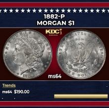 1882-p Morgan Dollar $1 Grades ms64