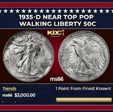 1935-d Walking Liberty Half Dollar Near Top Pop 50c ms66 SEGS