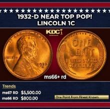 1932-d Lincoln Cent Near Top Pop! 1c ms66+ rd SEGS