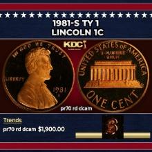 1981-s Ty 1 Proof Lincoln Cent 1c pr70 rd dcam SEGS