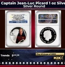 NGC NGC 2015-p Star Trek Captain Jean-Luc Picard 1 oz Silver $1 Australlian Tuvalu Proof pr70 dcam N