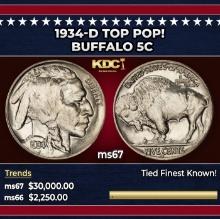 1934-d Buffalo Nickel TOP POP! 5c ms67 SEGS