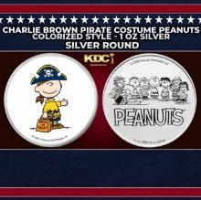 Charlie Brown Pirate Costume Peanuts Colorized Style - 1 oz Silver Round Round
