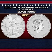 2021 Tuvalu The Simpsons Family - 1 oz Silver Round Round
